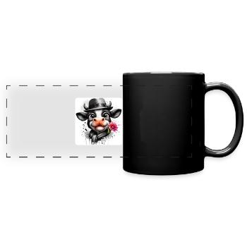 Cow as a gentleman - Full Colour Panoramic Mug - black - Front