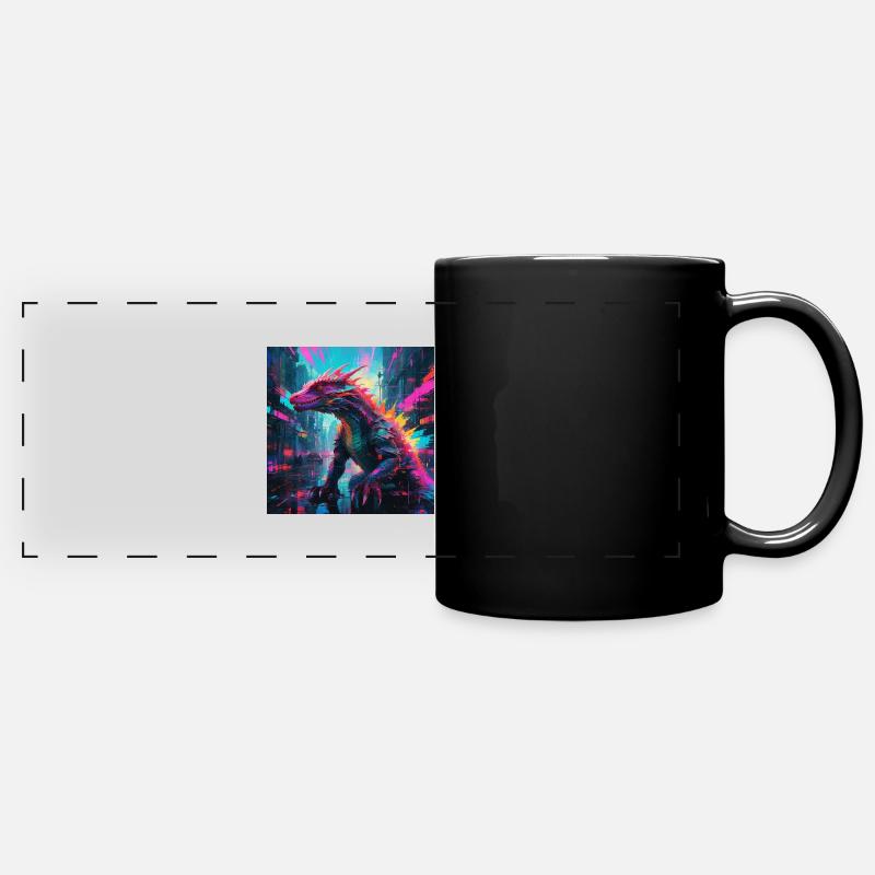 Neon Komodo Dragon - Full Colour Panoramic Mug - black