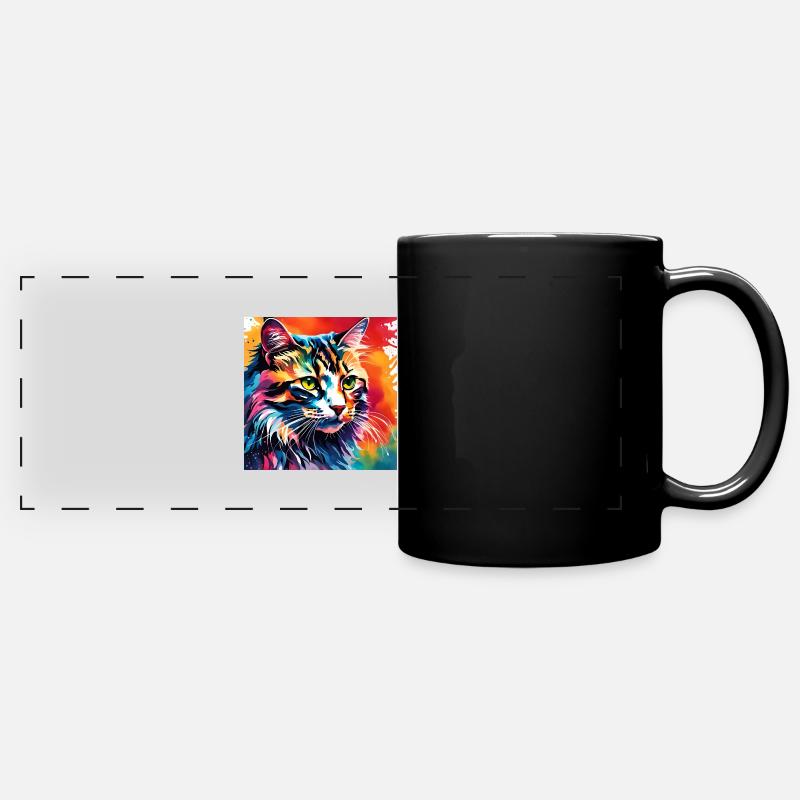 Bunte Katze - Panorama-Tasse farbig - Schwarz