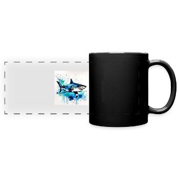 Haifisch - Panorama-Tasse farbig - Schwarz - Vorne