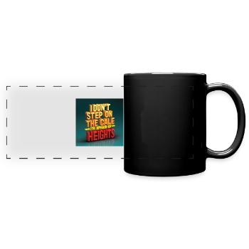 Das Motiv zeigt die Inschrift I don't step on the scales. - Panorama-Tasse farbig - Schwarz - Vorne