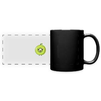 Charmant kiwi dans le style de dessin animé vert - Mug panoramique uni - noir - Devant