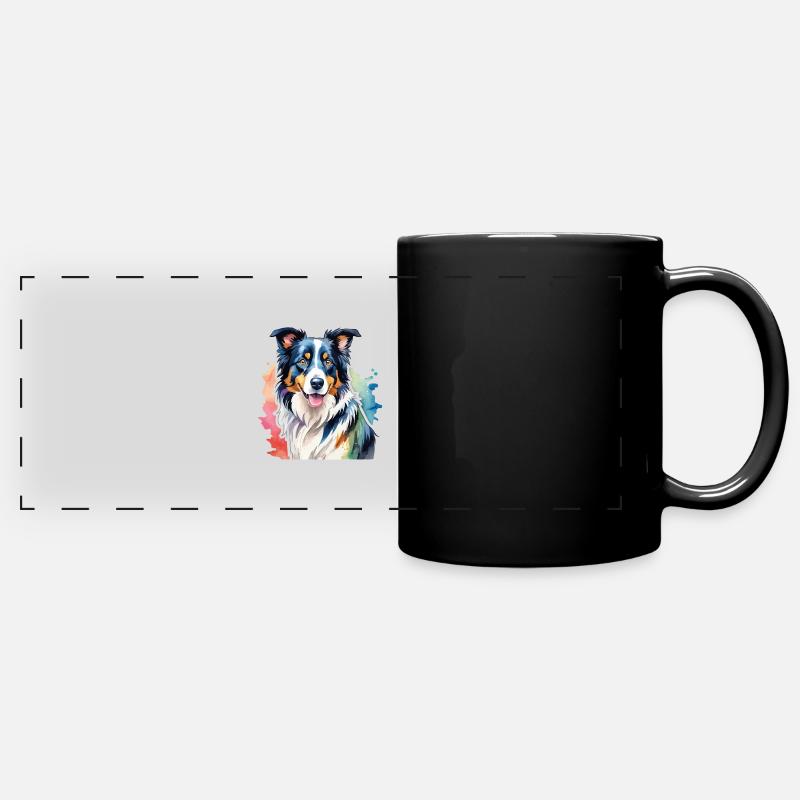 Border Collie Aquarelles - Mug panoramique uni - noir
