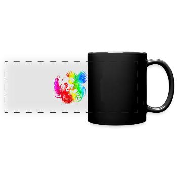 Hahn tup Kampf Tier isoliert buntes Huhn - Panorama-Tasse farbig - Schwarz - Vorne