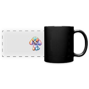 Pudel Wasserfarben - Panorama-Tasse farbig - Schwarz - Vorne
