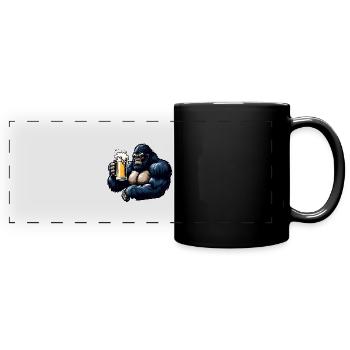 Schimpansen-Bierliebhaber - Panorama-Tasse farbig - Schwarz - Vorne