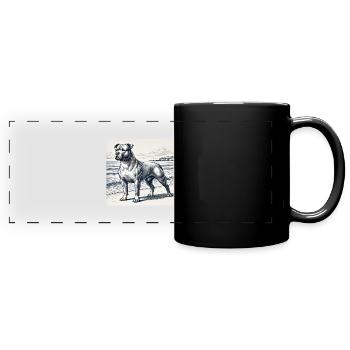 Bouledogue américain au bord de la mer - Mug panoramique uni - noir - Devant