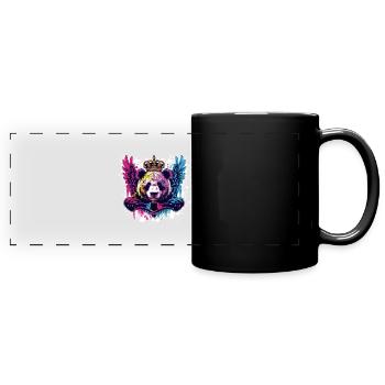 Panda Wappen Porträt Bunt - Panorama-Tasse farbig - Schwarz - Vorne