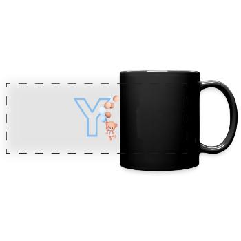 Blue Letter Y Bear - Full Colour Panoramic Mug - black - Front