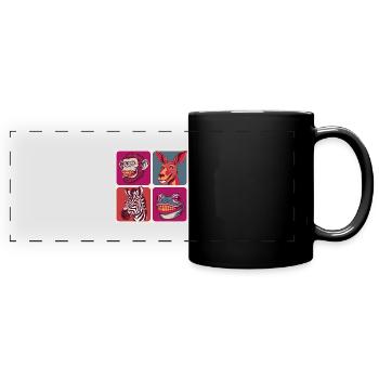 Smile Tiere kangaro ape zebra frog Halloween - Panorama-Tasse farbig - Schwarz - Vorne