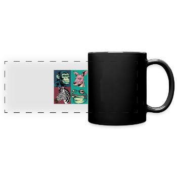 Pop-art Tiere Affe Zebra Frosch Känguru Halloween - Panorama-Tasse farbig - Schwarz - Vorne