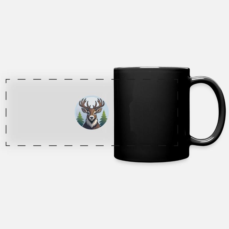 Rentier - Panorama-Tasse farbig - Schwarz