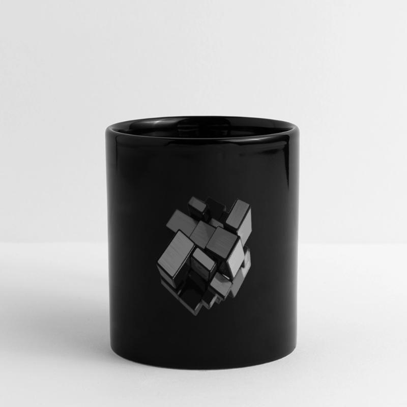 Silver-grey unstructured cube in perspective Full Colour Panoramic Mug