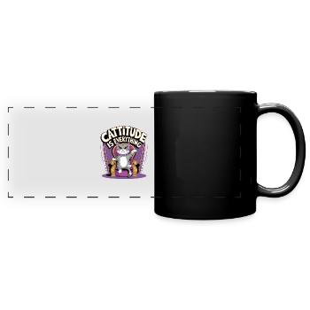Cattitude ist alles - Panorama-Tasse farbig - Schwarz - Vorne