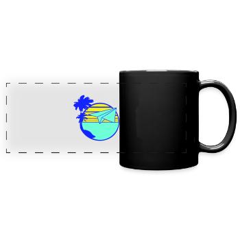 Paper Airplane Airplane Airplane Flying Travel Cool - Full Colour Panoramic Mug - black - Front