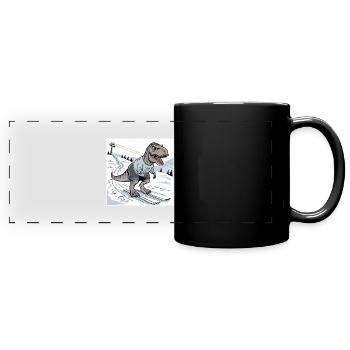 Ski-Rex, T-Rex - Panorama-Tasse farbig - Schwarz - Vorne