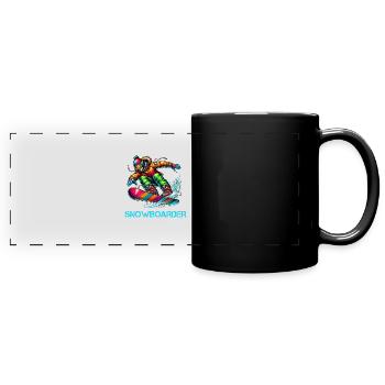 Snowboarder - Panorama-Tasse farbig - Schwarz - Vorne