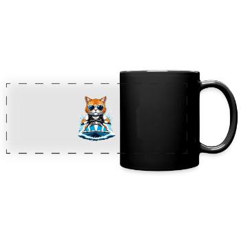 Cat Jet Ski Cat Funny Funny Gift - Full Colour Panoramic Mug - black - Front