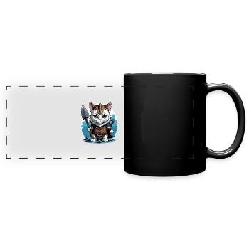 Chat Viking Viking Chat Cadeau Mignon - Mug panoramique uni - noir - Devant