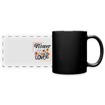 Amateur de fleurs Coloré Floral Design texte Art - Mug panoramique uni - noir - Devant