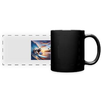 Faultier Wanderer Surfer - Panorama-Tasse farbig - Schwarz - Vorne