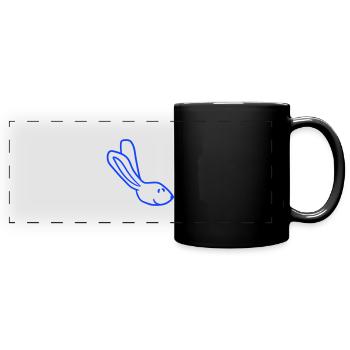 Hase Kaninchen Häschen Cartoon Kleintier niedlich - Panorama-Tasse farbig - Schwarz - Vorne