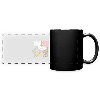 Fleurs groovy rétro rose et pastel - Mug panoramique uni - noir - Devant