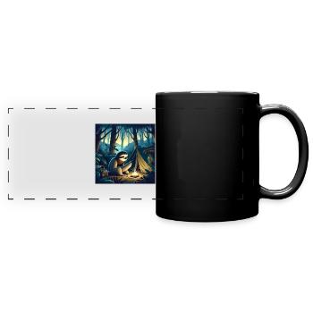 Faultier Wanderer Camping - Panorama-Tasse farbig - Schwarz - Vorne