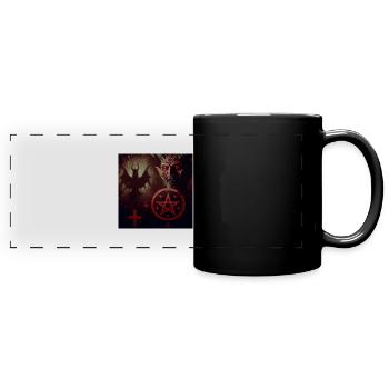 Luzifer und Dämon - Panorama-Tasse farbig - Schwarz - Vorne
