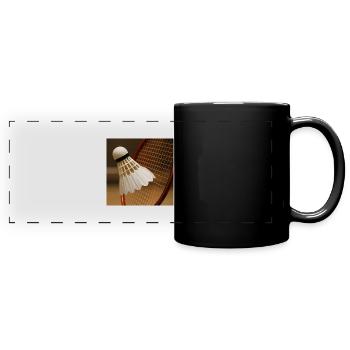 Badminton - Ball and racket - Full Colour Panoramic Mug - black - Front
