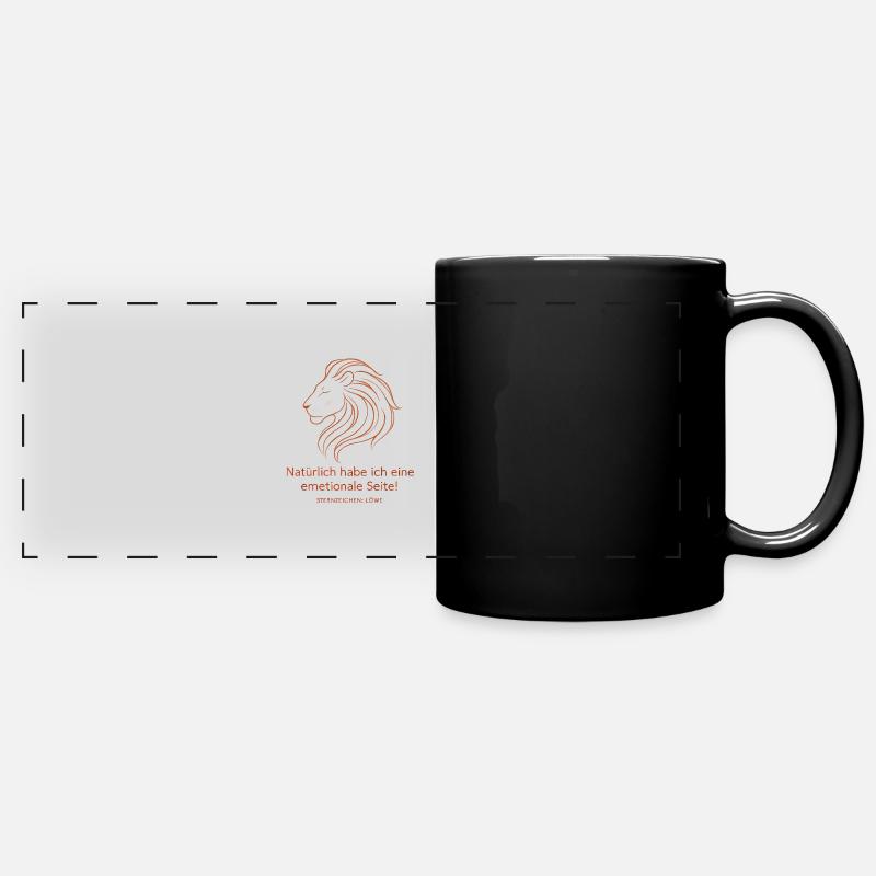 Löwe Sternzeichen - Emotionale Seite Spruch - Panorama-Tasse farbig - Schwarz