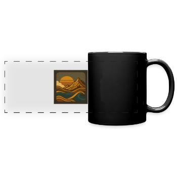 Goldene Freiheit im Retro-Gebirge - Panorama-Tasse farbig - Schwarz - Vorne