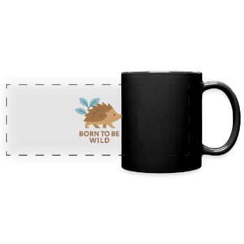 Igel - Panorama-Tasse farbig - Schwarz - Vorne