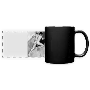 Crayon homme cul - Mug panoramique uni - noir - Devant