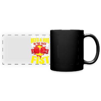 Boxen Boxer Spruch Umarmung - Panorama-Tasse farbig - Schwarz - Vorne