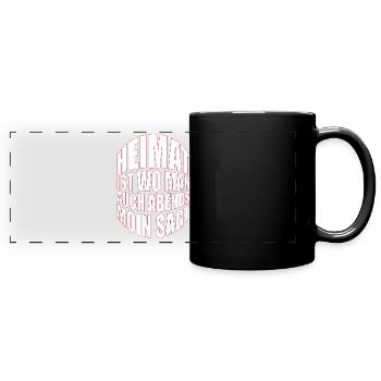 Heimat ist wo man auch abends Moin sagt - Panorama-Tasse farbig - Schwarz - Vorne