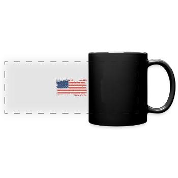 USA Flagge Amerika - Panorama-Tasse farbig - Schwarz - Vorne
