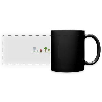 house town trees line cartoon - Full Colour Panoramic Mug - black - Front