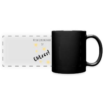 Glitzer - Glitzer ist meine Lieblingsfarbe - Panorama-Tasse farbig - Schwarz - Vorne