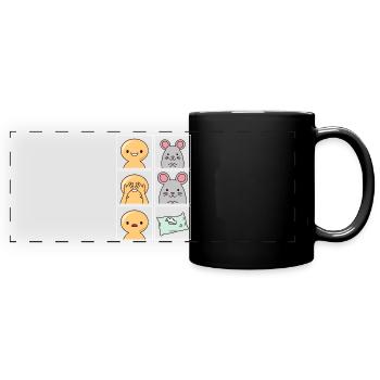 Rat Cushion Eaten Design for Rat Holders - Full Colour Panoramic Mug - black - Front