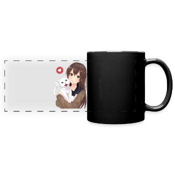 girl with cat - Panorama-Tasse farbig - Schwarz - Vorne