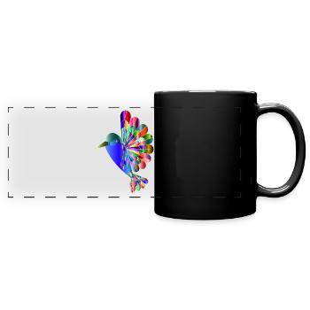 Colibri mosaïque colorée cadeau idée cadeau - Mug panoramique uni - noir - Devant