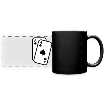 Karten Pik Ass Spielkarten Poker - Panorama-Tasse farbig - Schwarz - Vorne