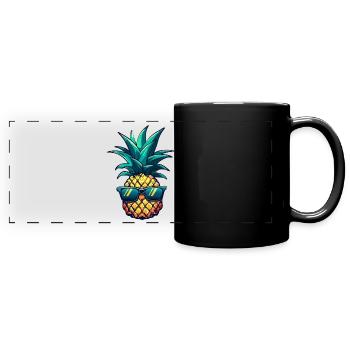 Cool pineapple eye-catcher: tropical fruit with style - Full Colour Panoramic Mug - black - Front