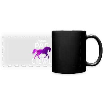 J'peux pas j'ai cheval cadeau humour équitation - Mug panoramique uni - noir - Devant
