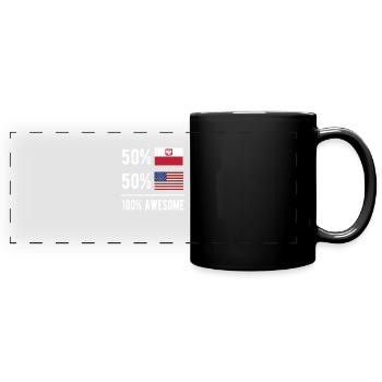 Half Pole Half American USA Poland Flag - Full Colour Panoramic Mug - black - Front