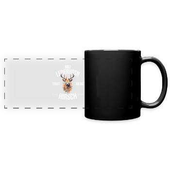 Trachten Bayrischer Dialekt Hirsch - Panorama-Tasse farbig - Schwarz - Vorne