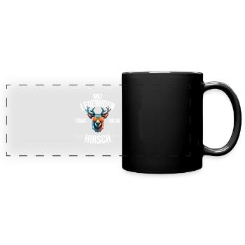 Trachten Bayrischer Dialekt Hirsch - Panorama-Tasse farbig - Schwarz - Vorne