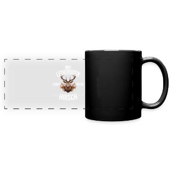 Trachten Bayrischer Dialekt Hirsch - Panorama-Tasse farbig - Schwarz - Vorne