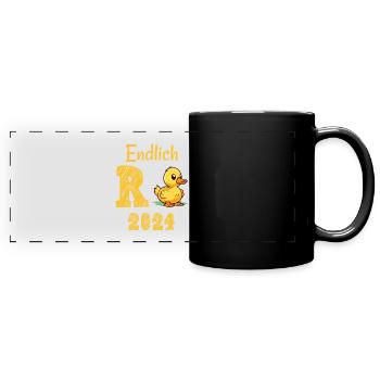 Rente 2024 mit Ente Rentner Ruhestand | R Ente - Panorama-Tasse farbig - Schwarz - Vorne